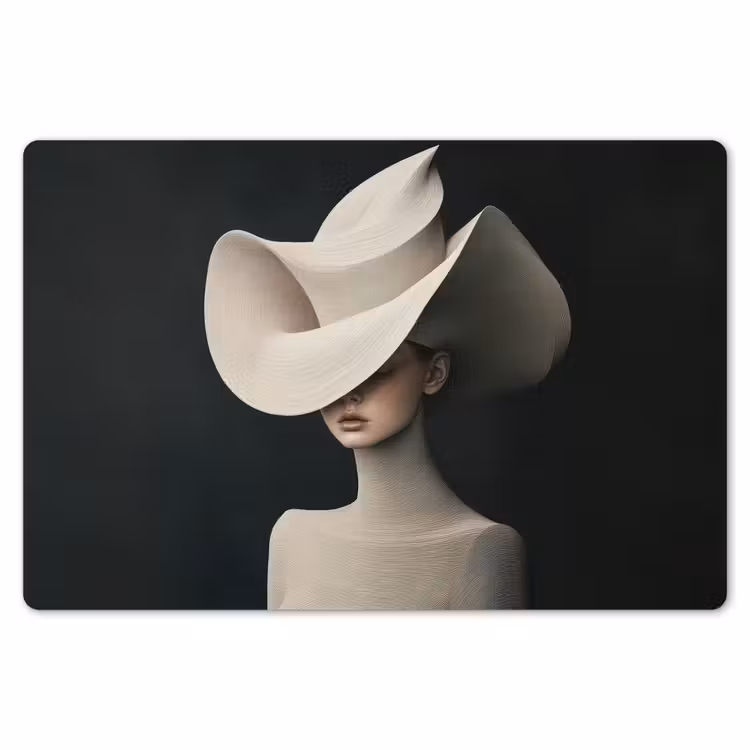 Vrouw - Golvende - Hoed Placemat vinyl groot -zzsfeer1_Kitchenyeah-website