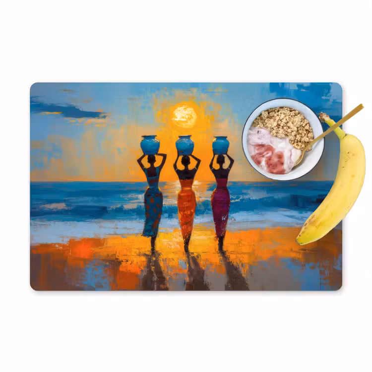 Vrouwen - Strand - Zondsondergang Placemat vinyl groot -zzzproduct_Kitchenyeah-website