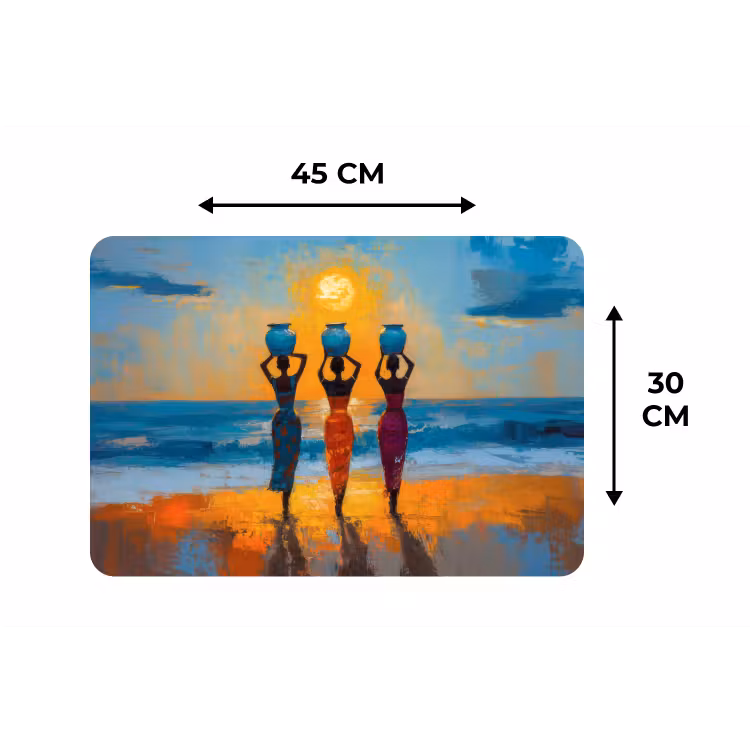 Vrouwen - Strand - Zondsondergang Placemat vinyl groot -specs