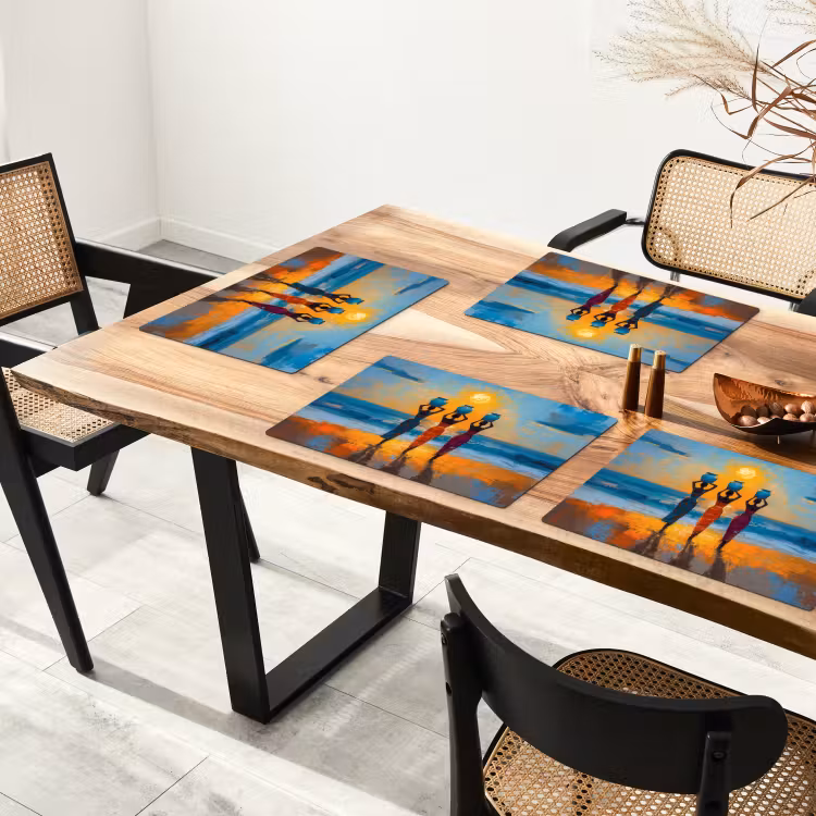 Vrouwen - Strand - Zondsondergang Placemat vinyl groot -zzsfeer4_Kitchenyeah-website