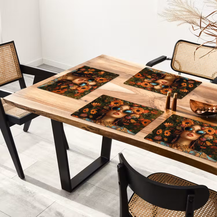 Vrouwen - Bloemen - Modern - Bril - Abstract Placemat vinyl groot -zzsfeer4_Kitchenyeah-website