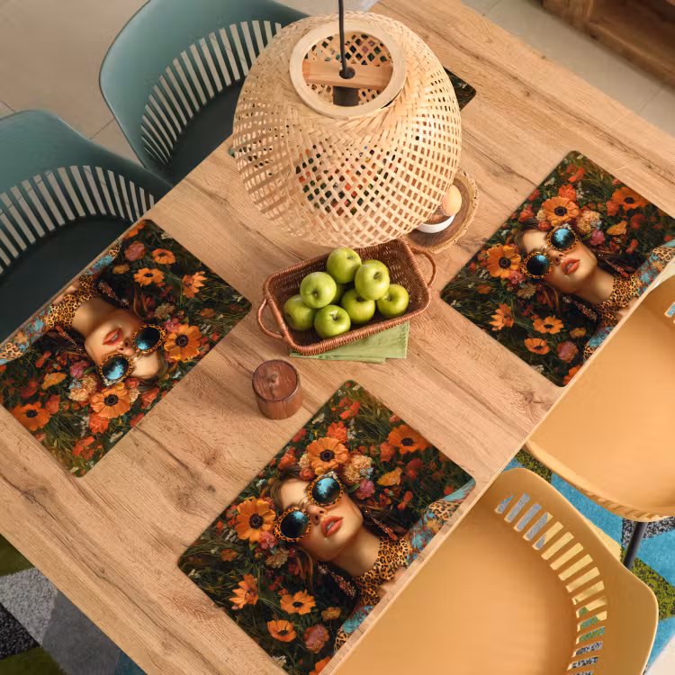 Vrouwen - Bloemen - Modern - Bril - Abstract Placemat vinyl groot -zzsfeer5_Kitchenyeah-website
