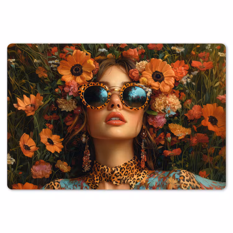 Vrouwen - Bloemen - Modern - Bril - Abstract Placemat vinyl groot -zzsfeer1_Kitchenyeah-website