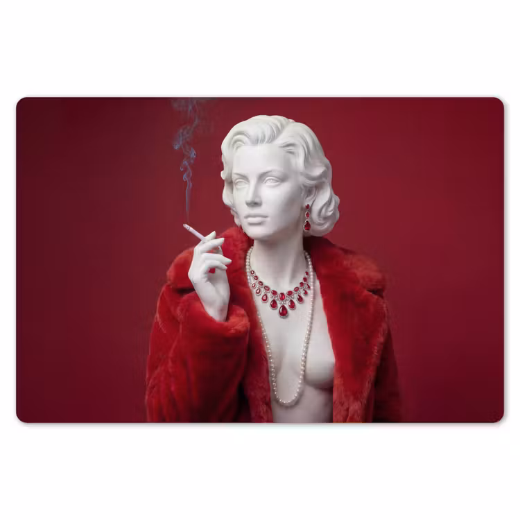 Vrouw - Bontjas - Mode - Klassiek - Rood Placemat vinyl groot -zzsfeer1_Kitchenyeah-website