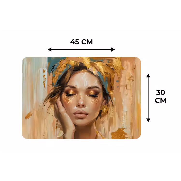 Vrouwen - Portret - Luxe - Goud Placemat vinyl groot -specs