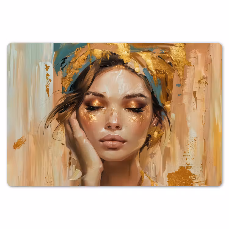 Vrouwen - Portret - Luxe - Goud Placemat vinyl groot -zzsfeer1_Kitchenyeah-website
