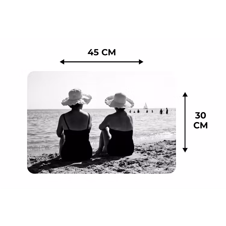 Vrouwen - Zonnehoed - Strand - Zwart - Wit Placemat vinyl groot -specs