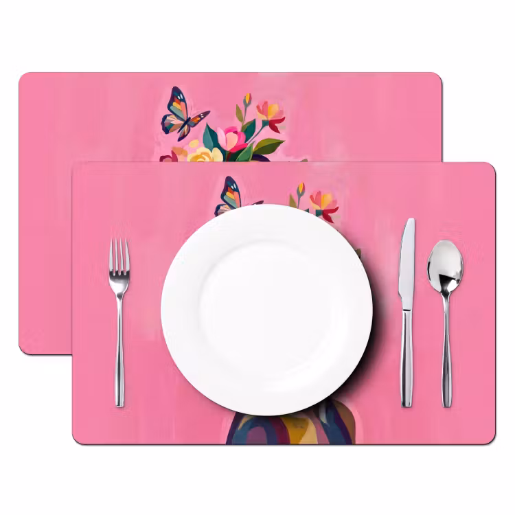 Vrouwengezicht - Vlinders - Kleurrijk Placemat vinyl groot -zzsfeer2_Kitchenyeah-website