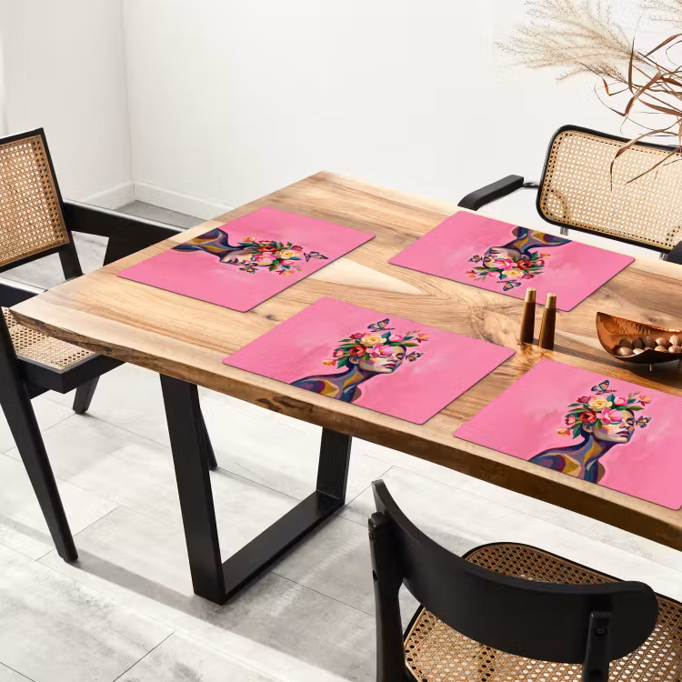 Vrouwengezicht - Vlinders - Kleurrijk Placemat vinyl groot -zzsfeer4_Kitchenyeah-website
