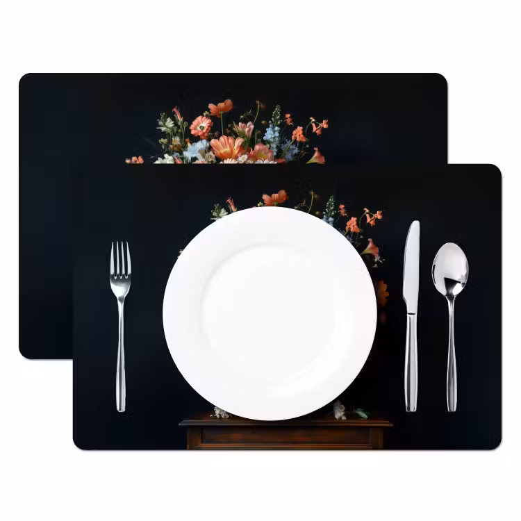 Hout - Vaas - Kleuren - Bloemen Placemat vinyl groot -zzsfeer2_Kitchenyeah-website