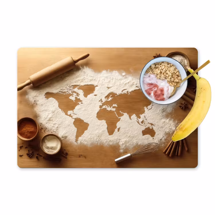 Hout - Wereldkaart - Bakken - Keuken Placemat vinyl groot -zzzproduct_Kitchenyeah-website