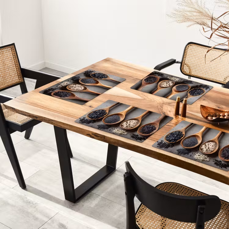 Houten - Lepels - Rijst - Zaden Placemat vinyl groot -zzsfeer4_Kitchenyeah-website