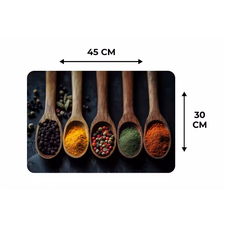 Houten - Lepels - Specerijen - Kruiden Placemat vinyl groot -specs