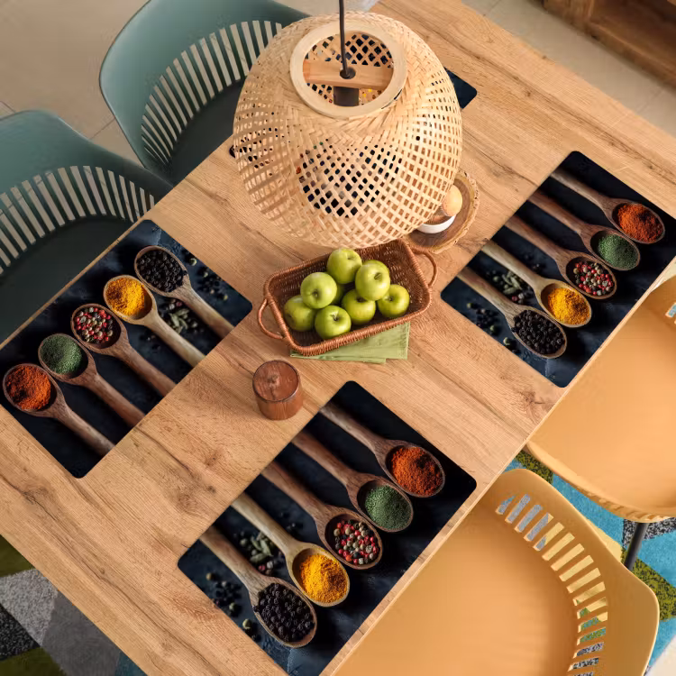 Houten - Lepels - Specerijen - Kruiden Placemat vinyl groot -zzsfeer5_Kitchenyeah-website