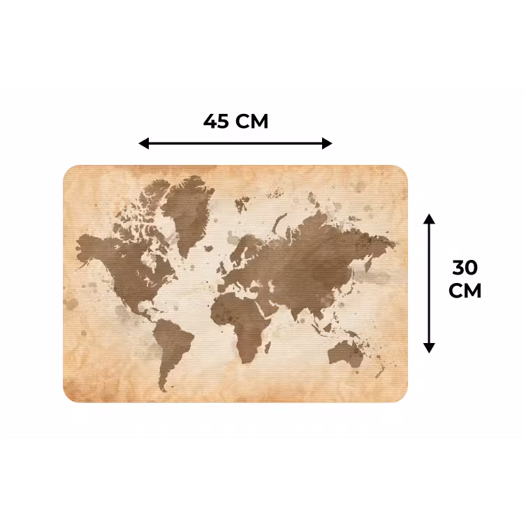 Wereldkaart - Beige - Bruin Placemat vinyl groot -specs