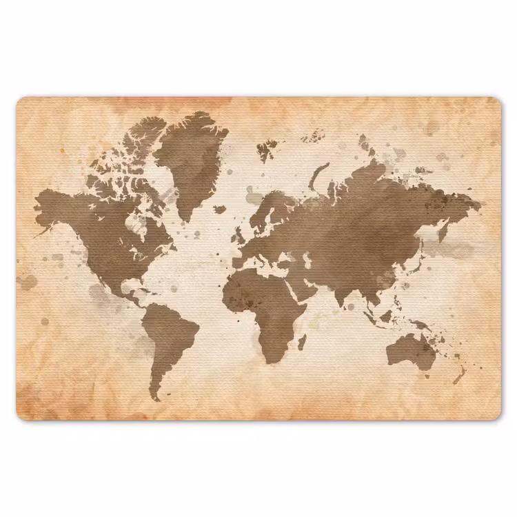 Wereldkaart - Beige - Bruin Placemat vinyl groot -zzsfeer1_Kitchenyeah-website