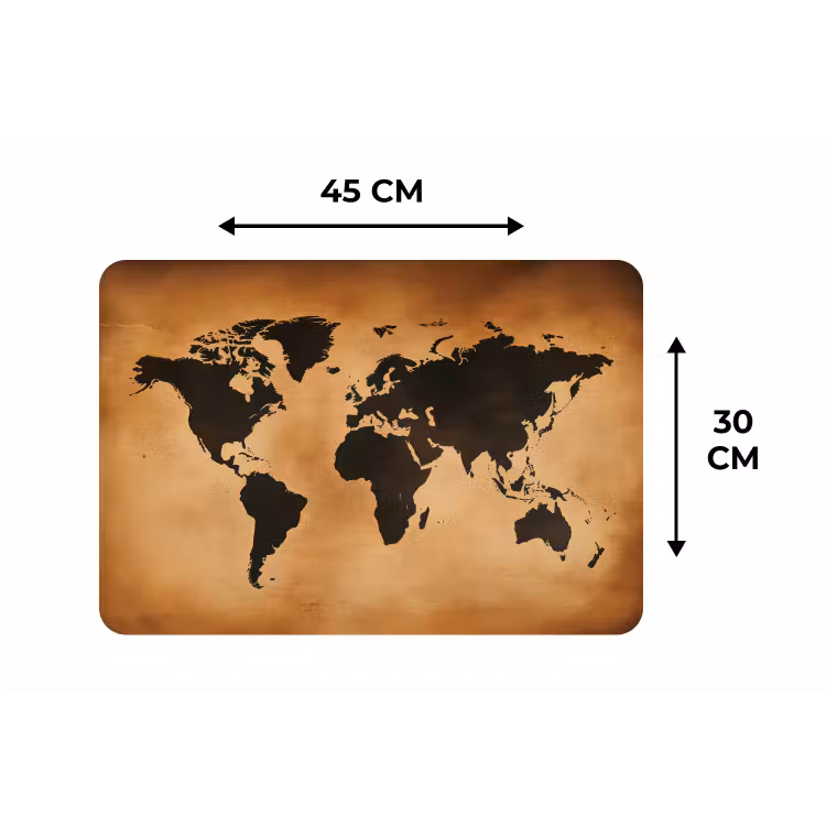 Wereldkaart - Bruin - Kaart Placemat vinyl groot -specs