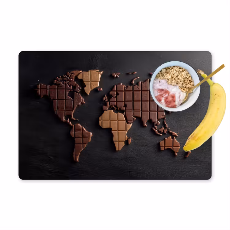 Wereldkaart - chocola - Smakelijke uitstraling Placemat vinyl groot -zzzproduct_Kitchenyeah-website
