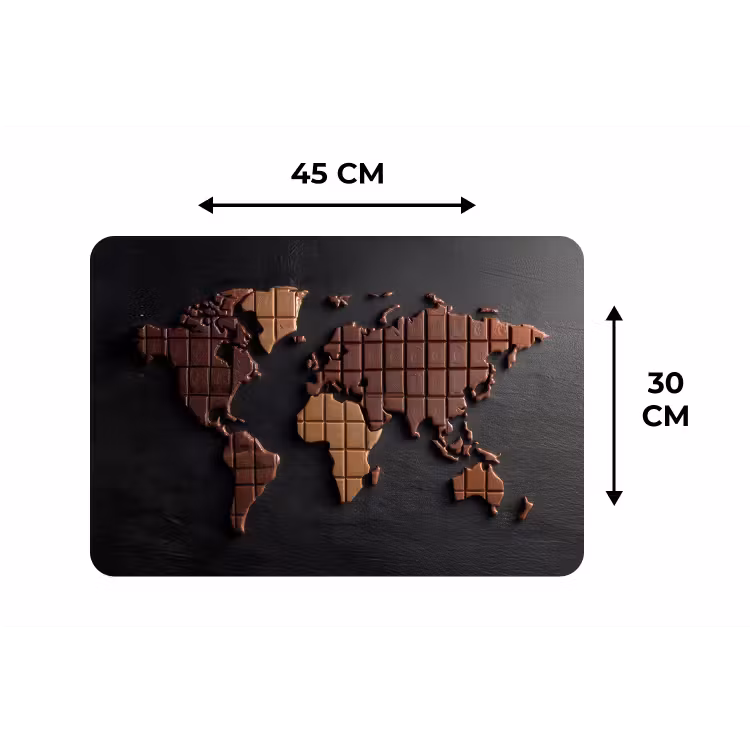Wereldkaart - chocola - Smakelijke uitstraling Placemat vinyl groot -specs