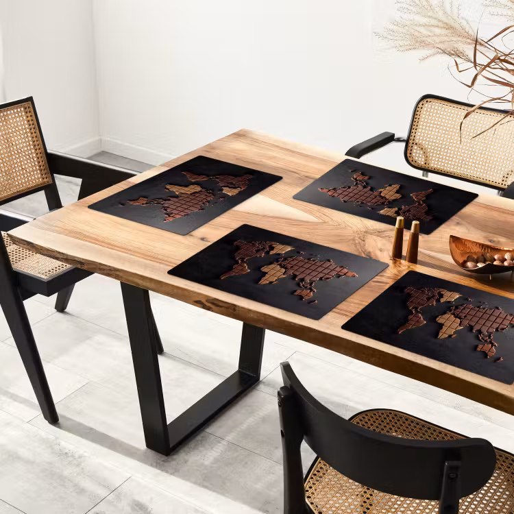 Wereldkaart - chocola - Smakelijke uitstraling Placemat vinyl groot -zzsfeer4_Kitchenyeah-website