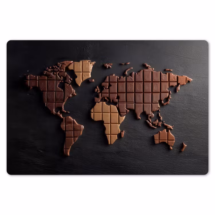 Wereldkaart - chocola - Smakelijke uitstraling Placemat vinyl groot -zzsfeer1_Kitchenyeah-website