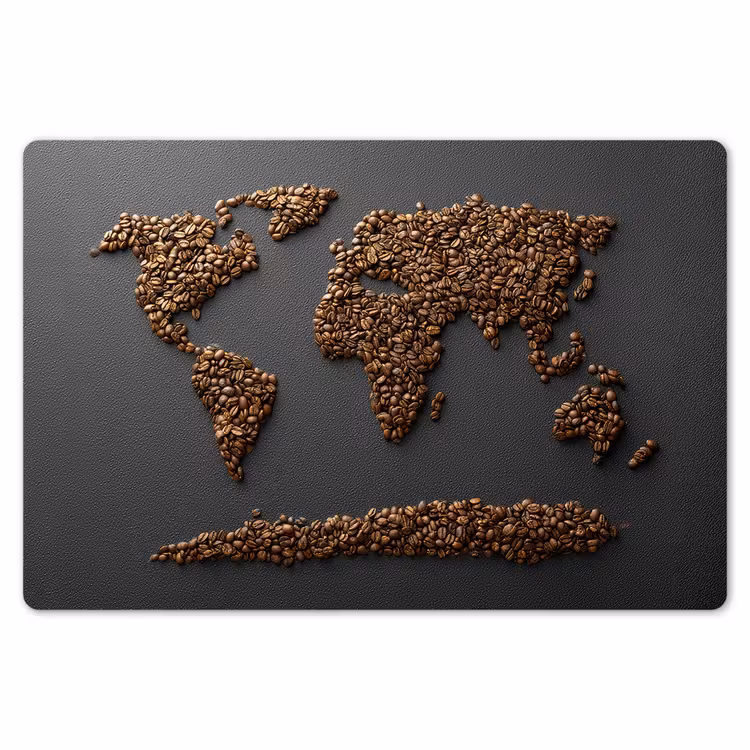 Wereldkaart - Koffie - Grijs Placemat vinyl groot -zzsfeer1_Kitchenyeah-website
