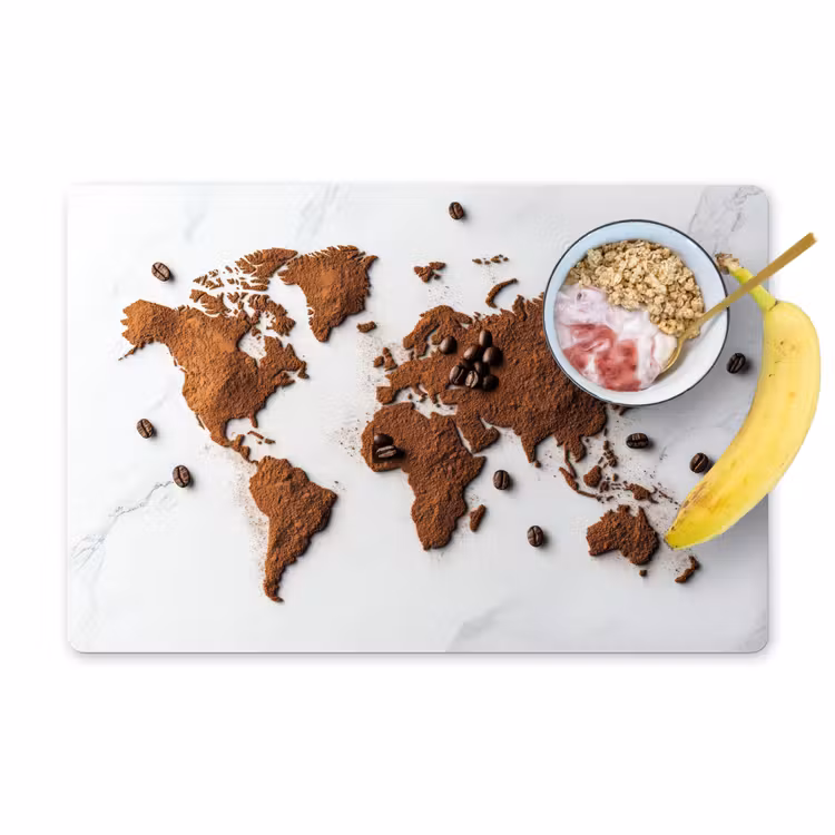 Wereldkaart - Koffie - Marmer Placemat vinyl groot -zzzproduct_Kitchenyeah-website