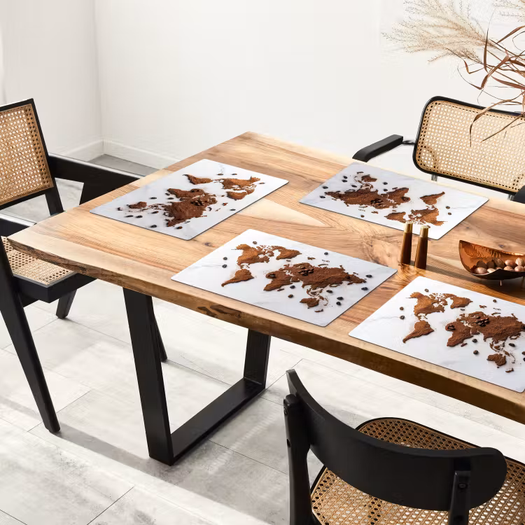 Wereldkaart - Koffie - Marmer Placemat vinyl groot -zzsfeer4_Kitchenyeah-website