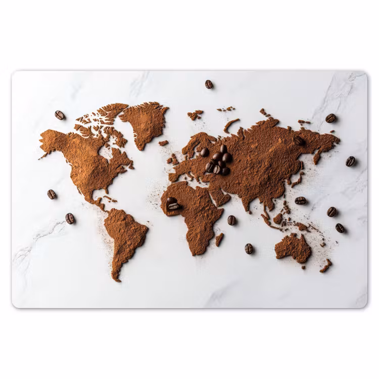 Wereldkaart - Koffie - Marmer Placemat vinyl groot -zzsfeer1_Kitchenyeah-website