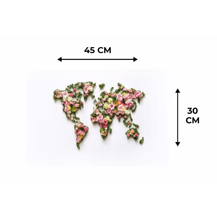 Wereldkaart - Kleurrijk - Bloemen - Lente Placemat vinyl groot -specs