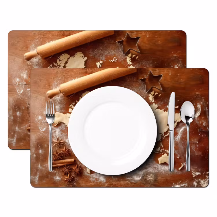 Wereldkaart - Koekjesdeeg - Warme baksfeer Placemat vinyl groot -zzsfeer2_Kitchenyeah-website