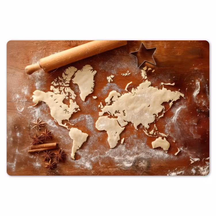 Wereldkaart - Koekjesdeeg - Warme baksfeer Placemat vinyl groot -zzsfeer1_Kitchenyeah-website