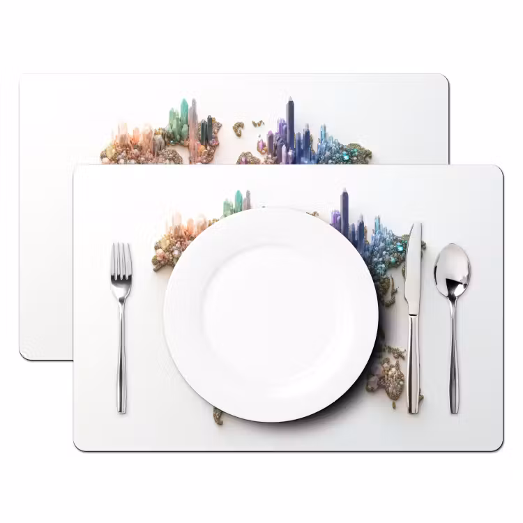 Wereldkaart - Kristallen - Unieke tinten Placemat vinyl groot -zzsfeer2_Kitchenyeah-website