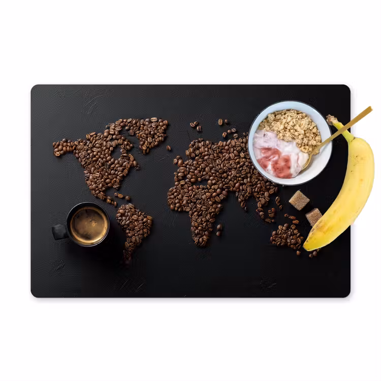 Wereldkaart - Espresso - Zwart Placemat vinyl groot -zzzproduct_Kitchenyeah-website