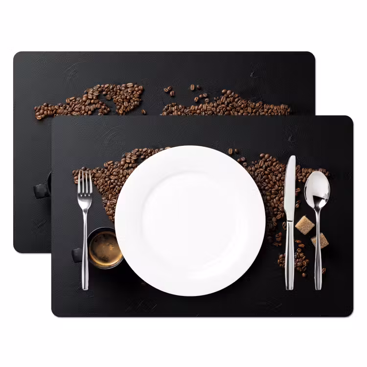 Wereldkaart - Espresso - Zwart Placemat vinyl groot -zzsfeer2_Kitchenyeah-website