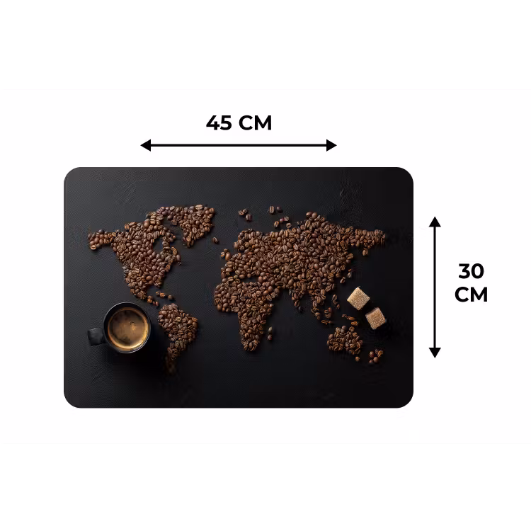 Wereldkaart - Espresso - Zwart Placemat vinyl groot -specs
