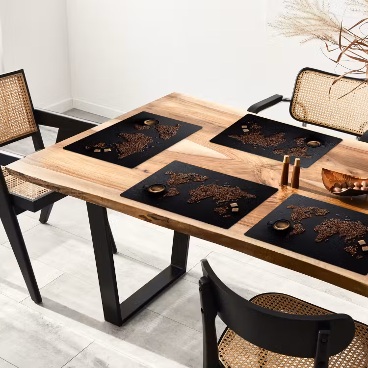 Wereldkaart - Espresso - Zwart Placemat vinyl groot -zzsfeer4_Kitchenyeah-website