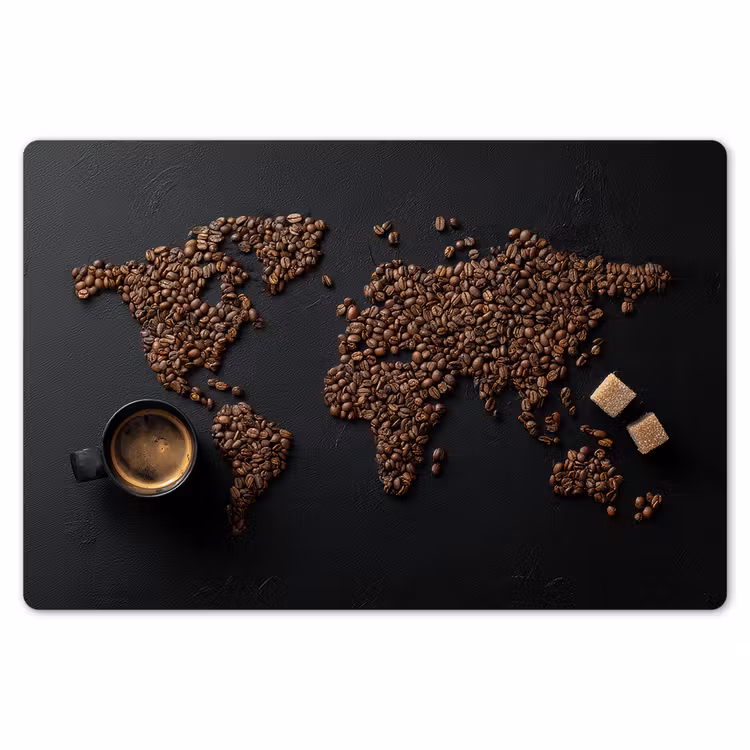 Wereldkaart - Espresso - Zwart Placemat vinyl groot -zzsfeer1_Kitchenyeah-website