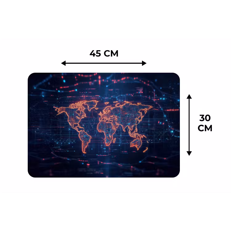 Wereldkaart - Futuristisch - Oranje Placemat vinyl groot -specs