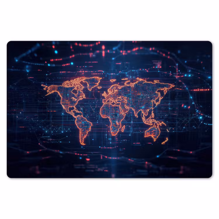 Wereldkaart - Futuristisch - Oranje Placemat vinyl groot -zzsfeer1_Kitchenyeah-website