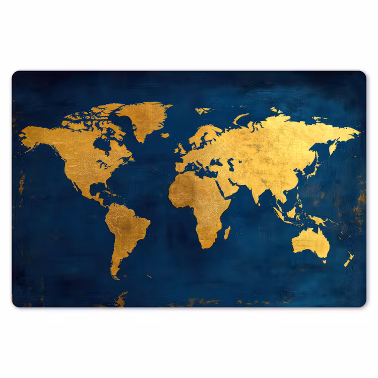 Wereldkaart - Goud - Donkerblauw Placemat vinyl groot -zzsfeer1_Kitchenyeah-website