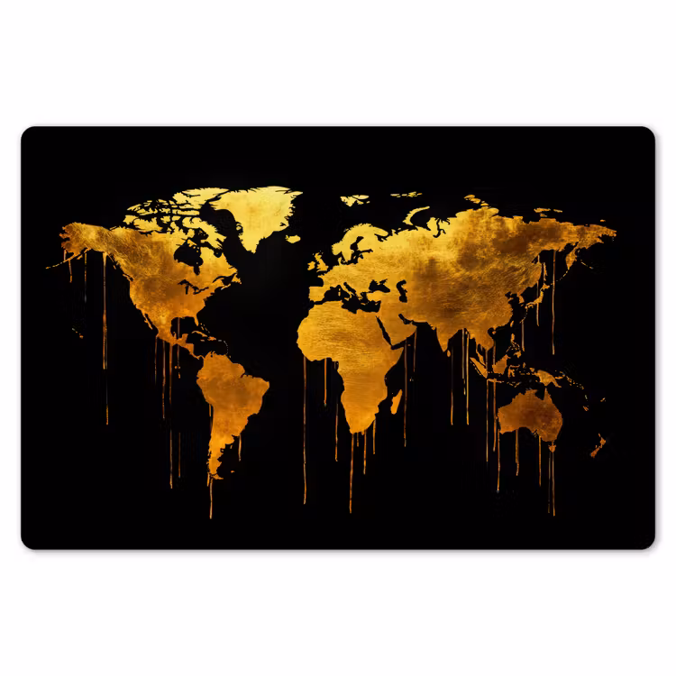 Wereldkaart - Goud - Druipen - Zwart Placemat vinyl groot -zzsfeer1_Kitchenyeah-website