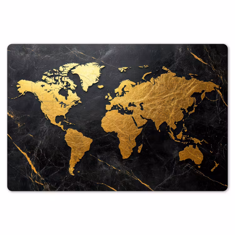 Wereldkaart - Goud - Marmer Placemat vinyl groot -zzsfeer1_Kitchenyeah-website