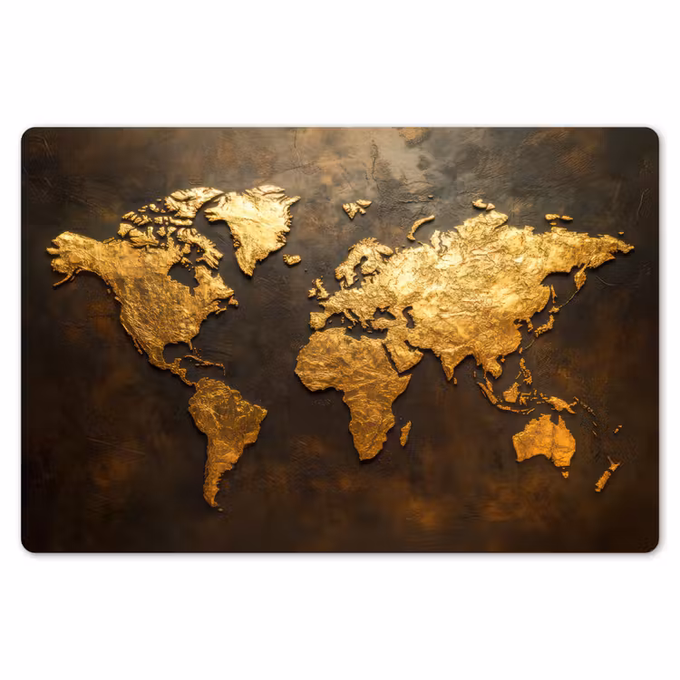 Wereldkaart - Goud - Roest Placemat vinyl groot -zzsfeer1_Kitchenyeah-website