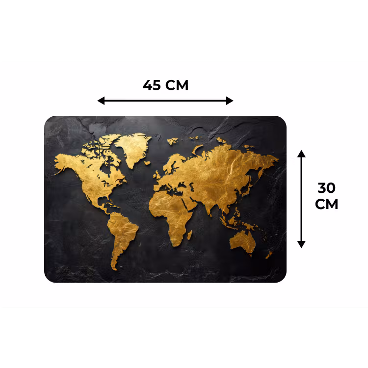 Wereldkaart - Goud - Steen Placemat vinyl groot -specs