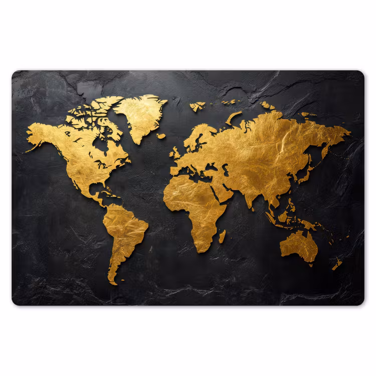 Wereldkaart - Goud - Steen Placemat vinyl groot -zzsfeer1_Kitchenyeah-website