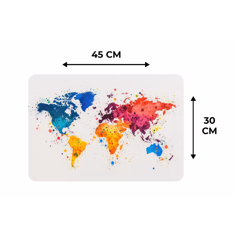 Wereldkaart - Graffiti - Kleurrijk Placemat vinyl groot -specs