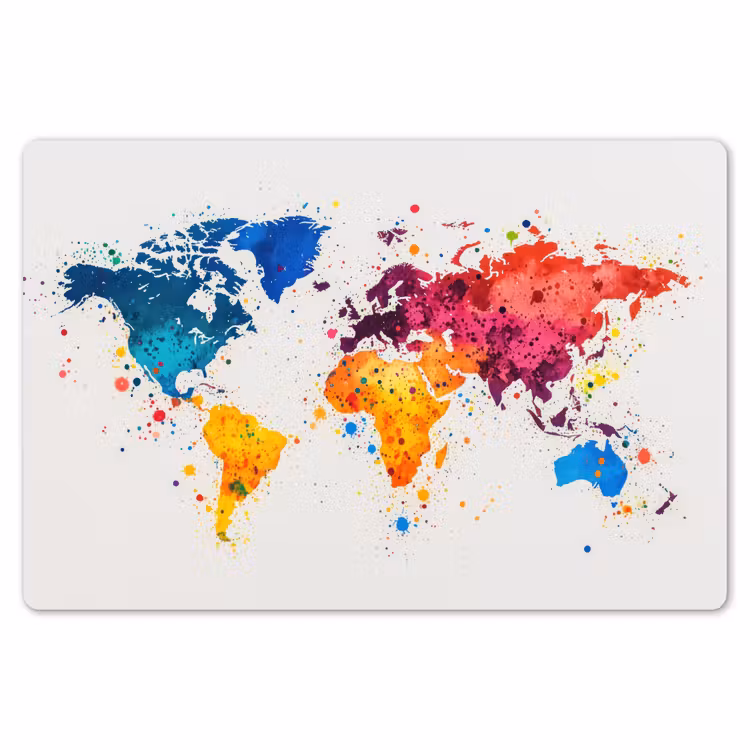 Wereldkaart - Graffiti - Kleurrijk Placemat vinyl groot -zzsfeer1_Kitchenyeah-website