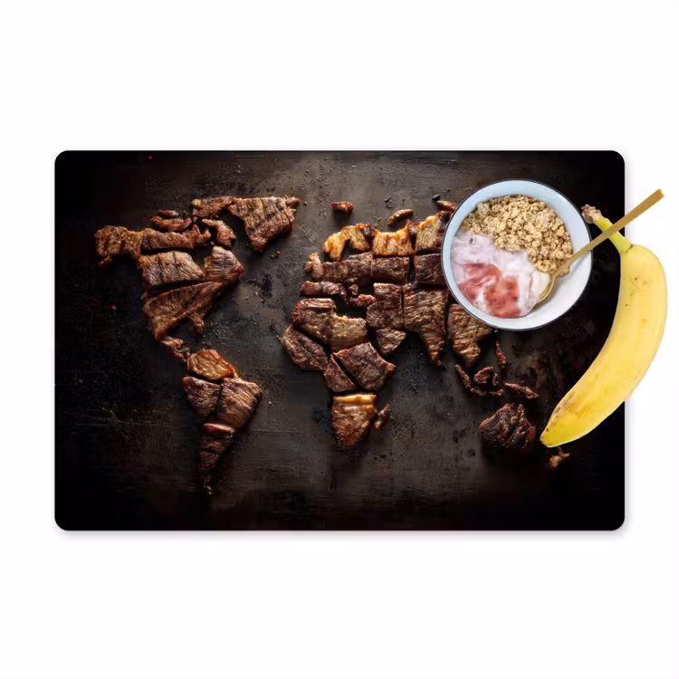 Wereldkaart - Gegrild vlees Placemat vinyl groot -zzzproduct_Kitchenyeah-website