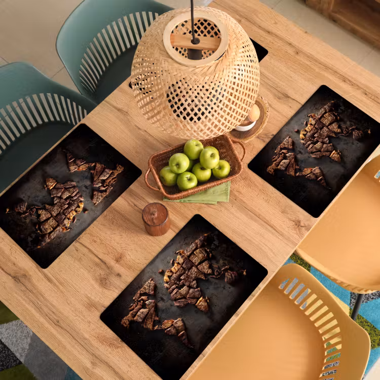 Wereldkaart - Gegrild vlees Placemat vinyl groot -zzsfeer5_Kitchenyeah-website